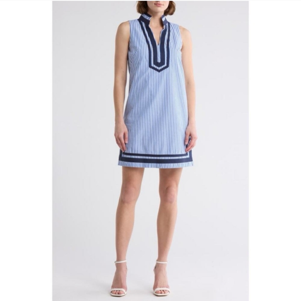 Eliza J Navy and White Striped Shift Dress Size 16